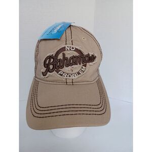 Island Dreams Bahamas No Problem Souvenir Hat Tan Khaki Adjustable Baseball Cap
